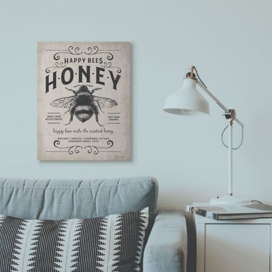 Stupell Industries Honey Bee Rustic Farm Canvas Wall Art
